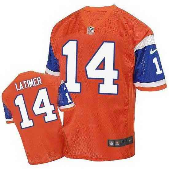 Nike Broncos #14 Cody Latimer Orange Throwback Mens Stitched NFL Elite Jersey